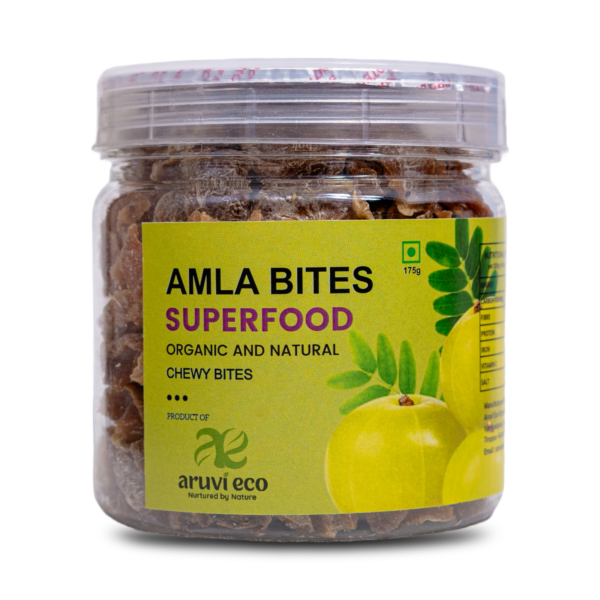 Organic Amla Salted Bites with Ginger and Lemon - Made with 100% Natural Dried Amla Grown in our Farm, No Artificial Flavors or Colors, No Preservatives 175g