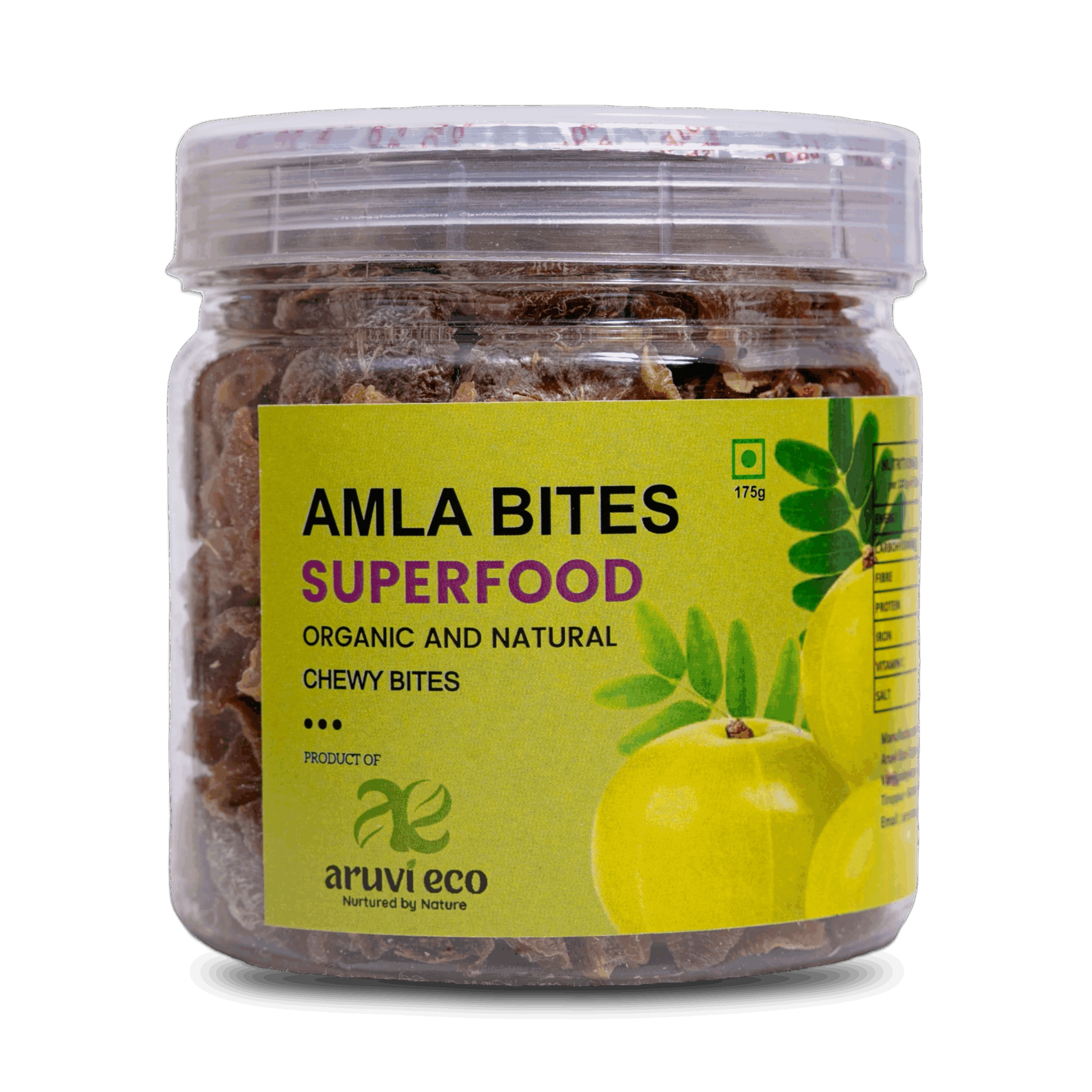 Organic Amla Salted Bites with Ginger and Lemon - Made with 100% Natural Dried Amla Grown in our Farm, No Artificial Flavors or Colors, No Preservatives 175g